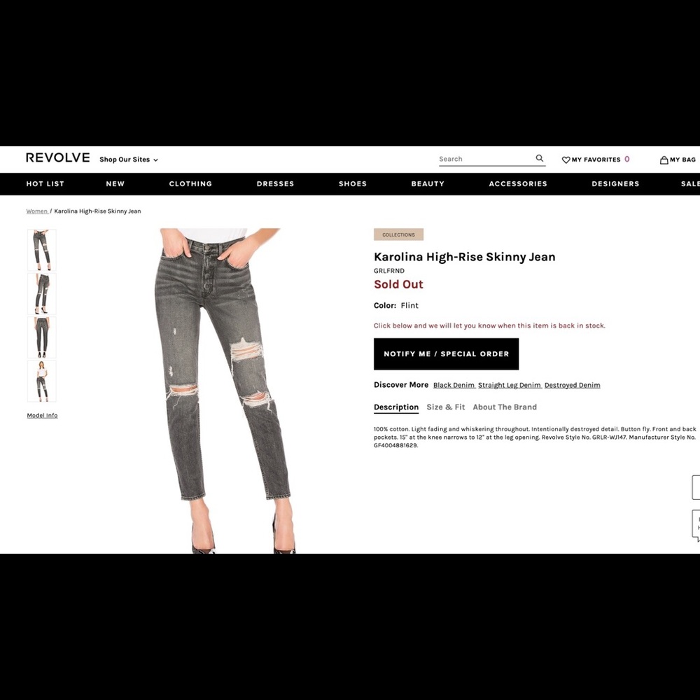 GRLFRND Karolina High Waist Skinny Jeans